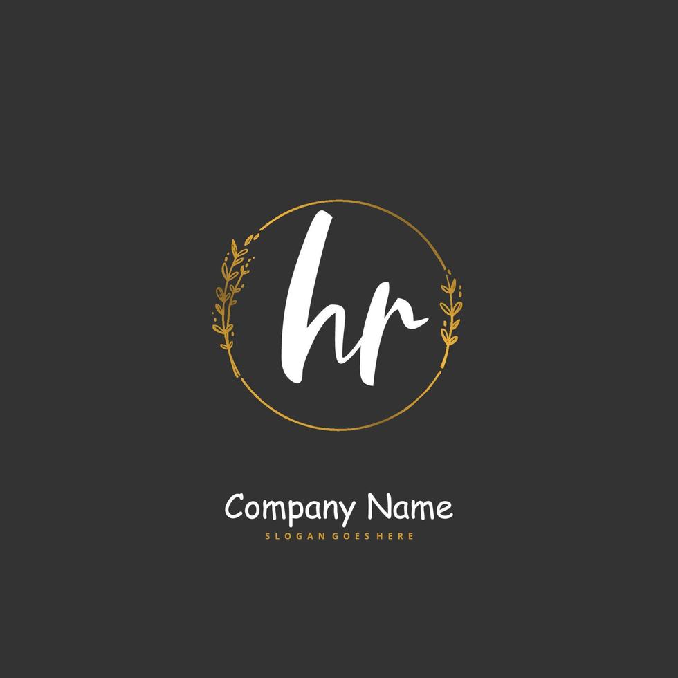 hr iniziale grafia e firma logo design con cerchio. bellissimo design manoscritto logo per moda, squadra, nozze, lusso logo. vettore