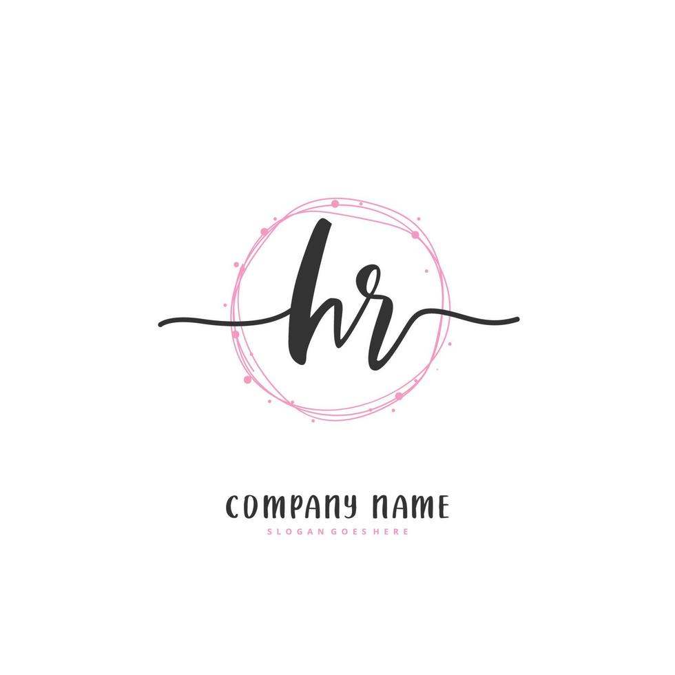 hr iniziale grafia e firma logo design con cerchio. bellissimo design manoscritto logo per moda, squadra, nozze, lusso logo. vettore