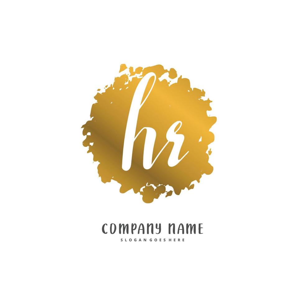 hr iniziale grafia e firma logo design con cerchio. bellissimo design manoscritto logo per moda, squadra, nozze, lusso logo. vettore