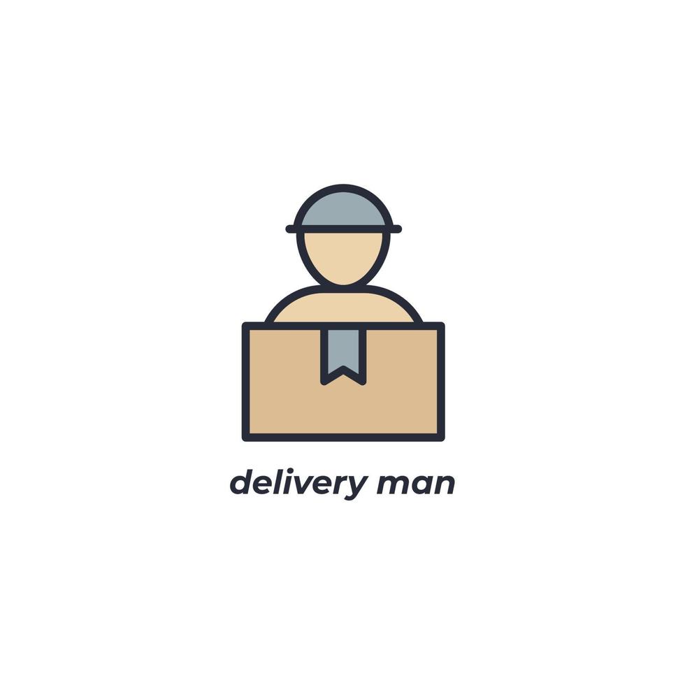 vettore cartello consegna uomo simbolo è isolato su un' bianca sfondo. icona colore modificabile.