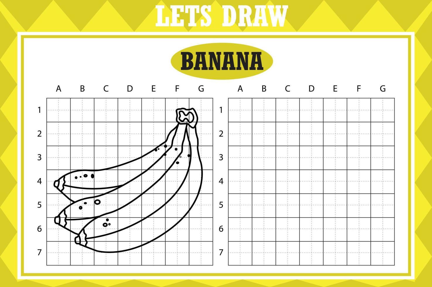 disegnare carino Banana. griglia copia foglio di lavoro. educativo bambini gioco. disegno attività per bambini piccoli e bambini. vettore vacanza disegno pratica foglio di lavoro.