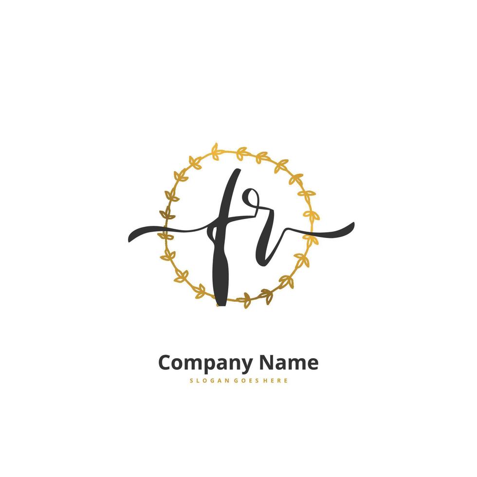 fr iniziale grafia e firma logo design con cerchio. bellissimo design manoscritto logo per moda, squadra, nozze, lusso logo. vettore