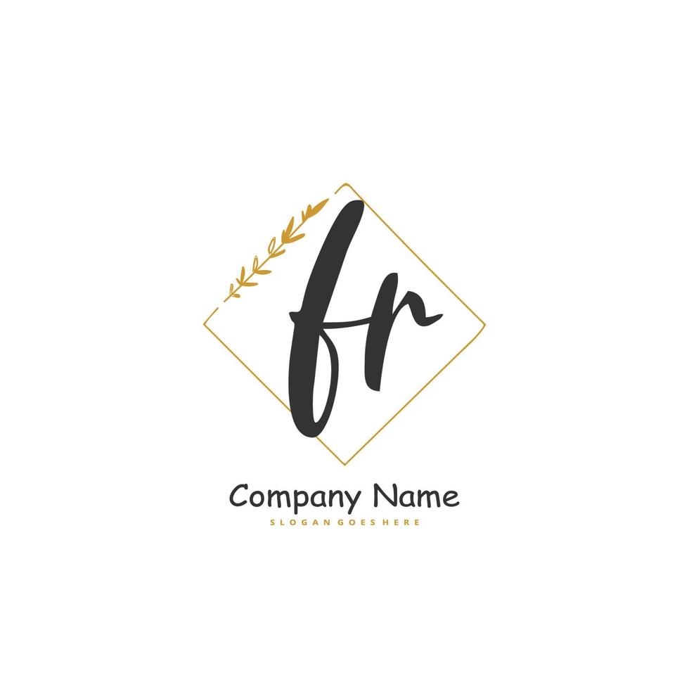 fr iniziale grafia e firma logo design con cerchio. bellissimo design manoscritto logo per moda, squadra, nozze, lusso logo. vettore