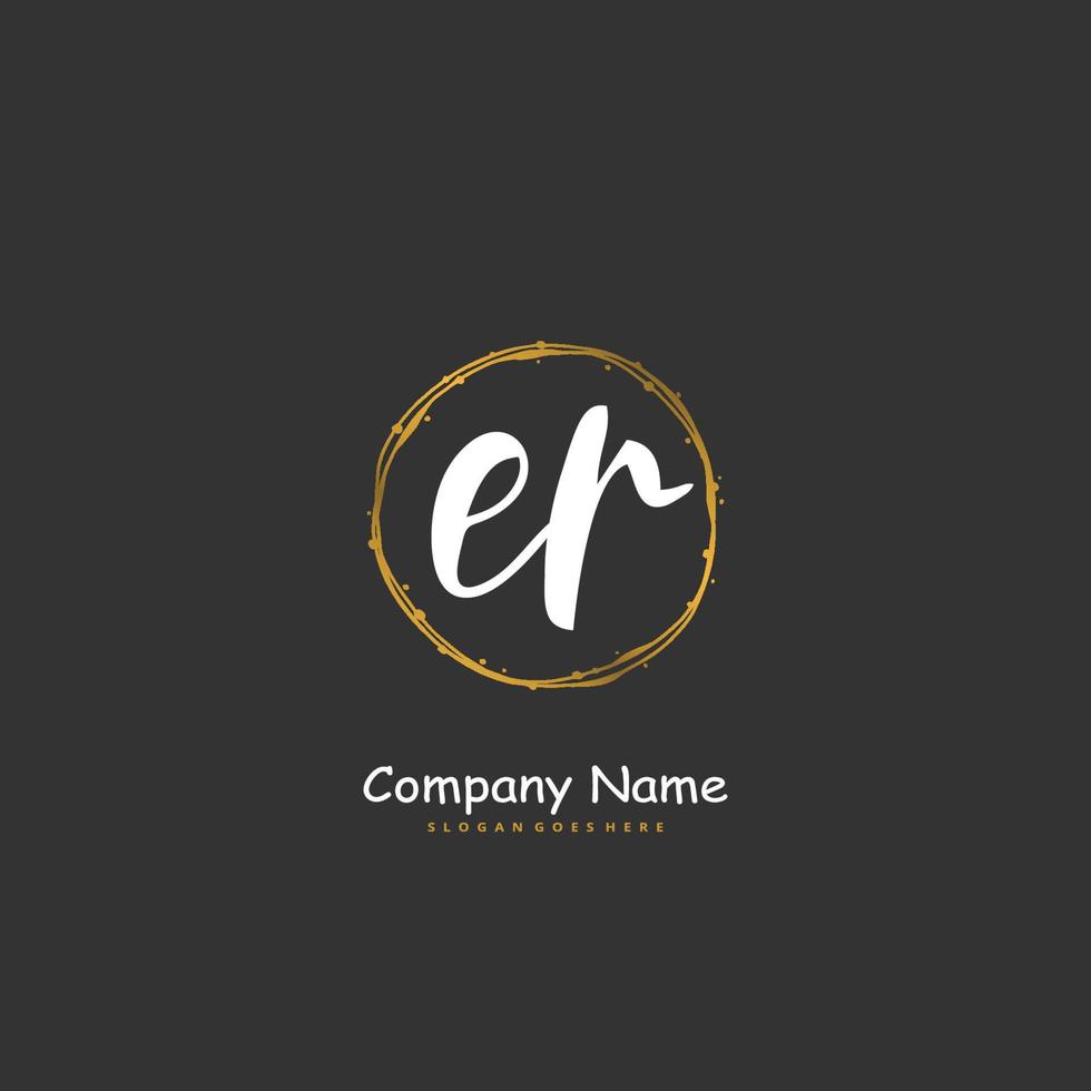 er iniziale grafia e firma logo design con cerchio. bellissimo design manoscritto logo per moda, squadra, nozze, lusso logo. vettore