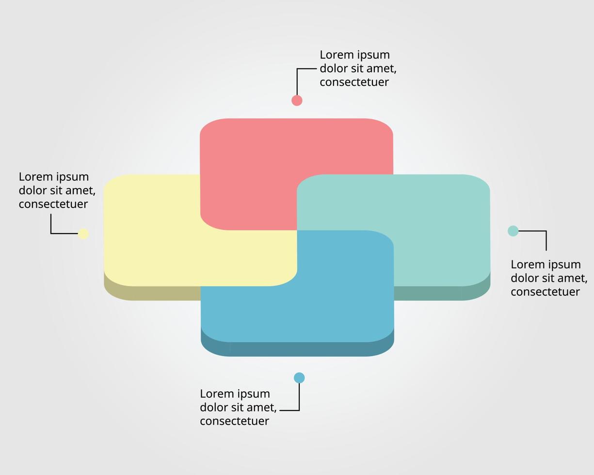 modello di grafico quadrato per infografica per la presentazione per 4 elementi vettore