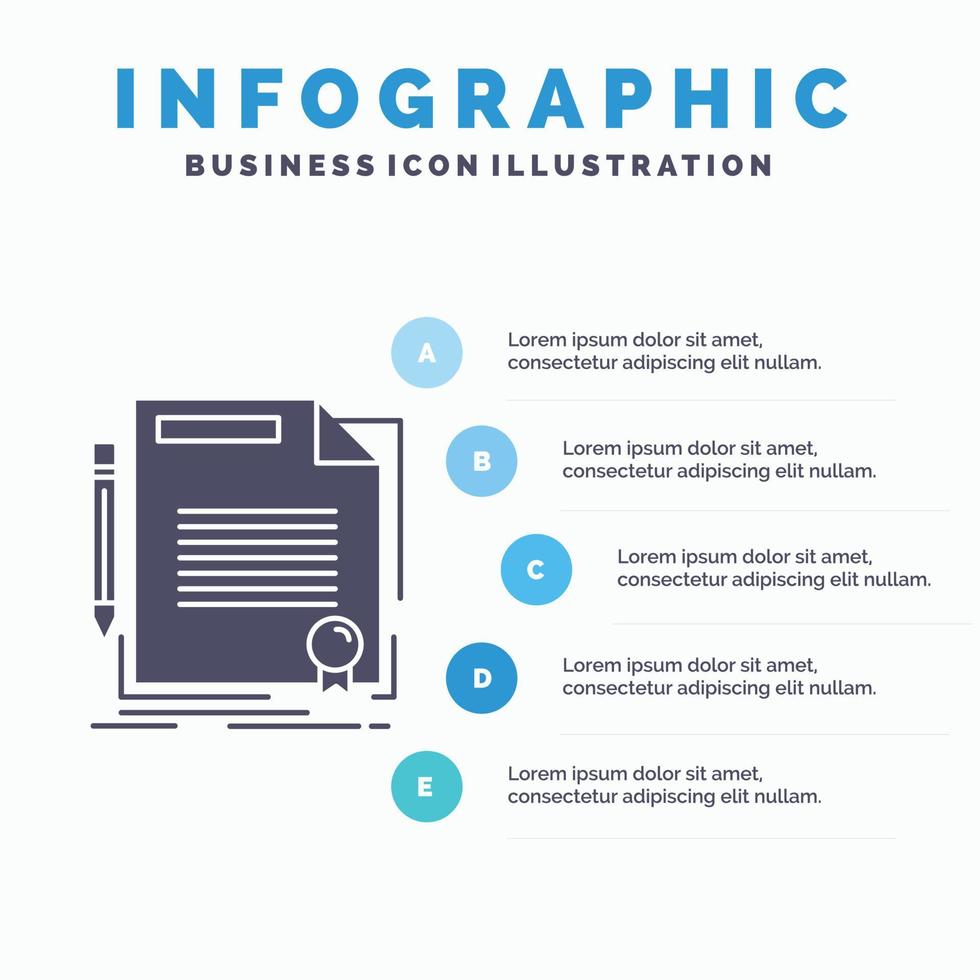 accordo. contrarre. affare. documento. carta infografica modello per sito web e presentazione. glifo grigio icona con blu Infografica stile vettore illustrazione.