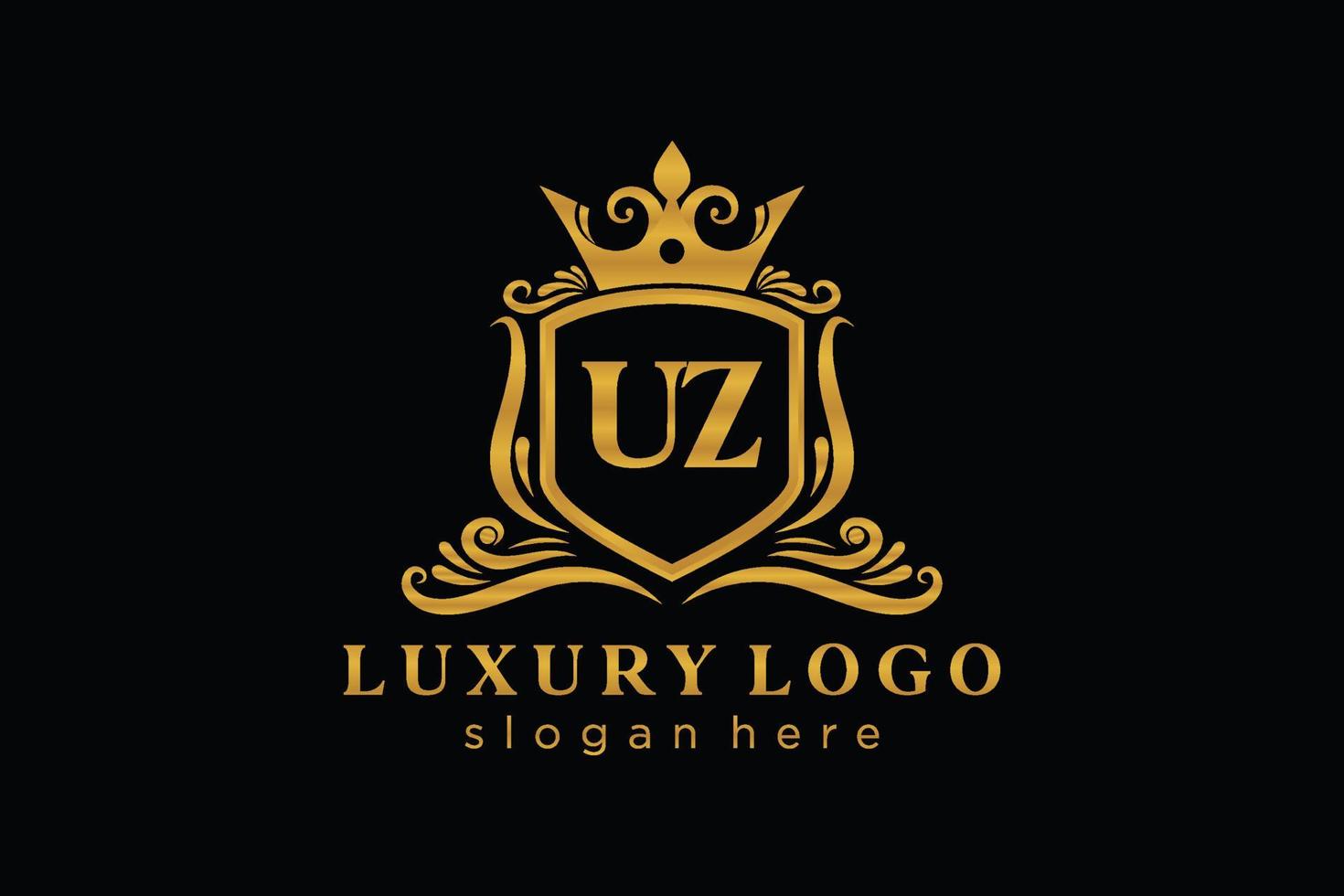 iniziale uz lettera reale lusso logo modello nel vettore arte per ristorante, regalità, boutique, bar, Hotel, araldico, gioielleria, moda e altro vettore illustrazione.