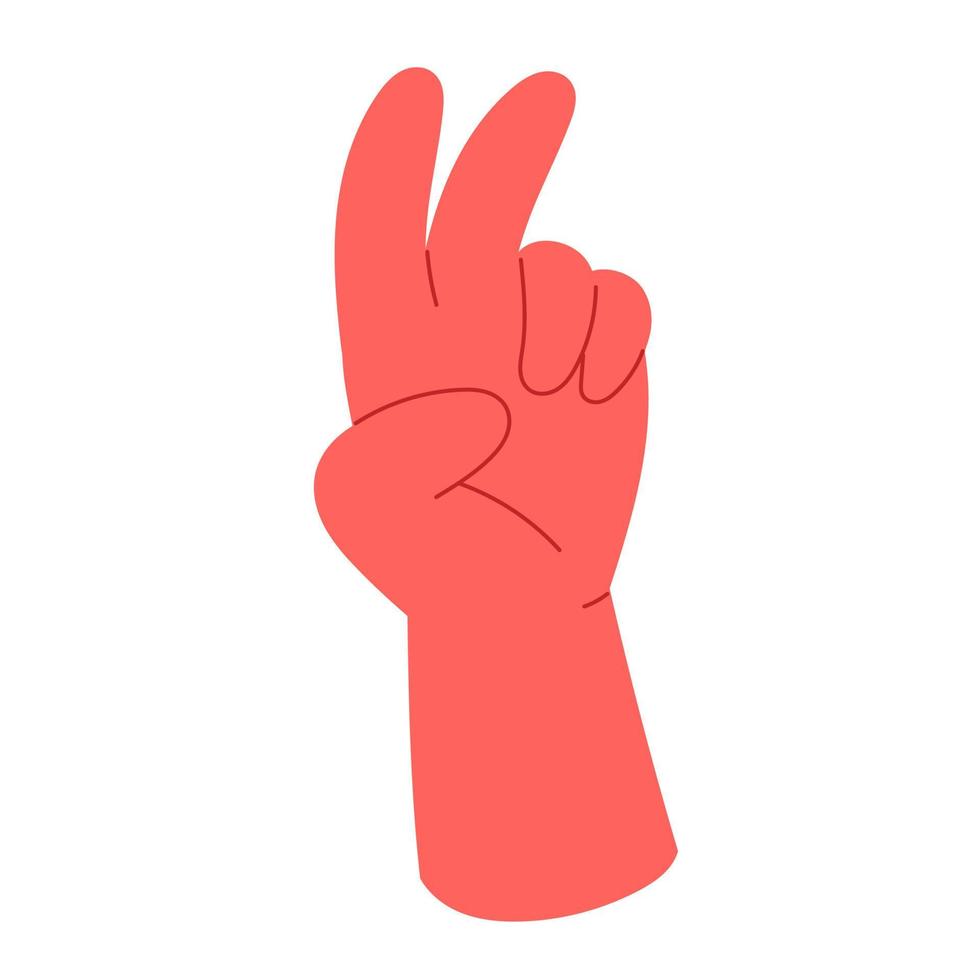 vittoria dita. pace simbolo. mano mostrando positivo vittoria gesti. piatto vettore illustrazione.