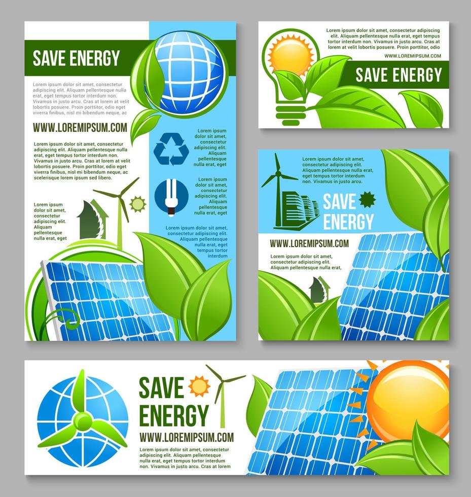 Salva energia attività commerciale bandiera modello design vettore