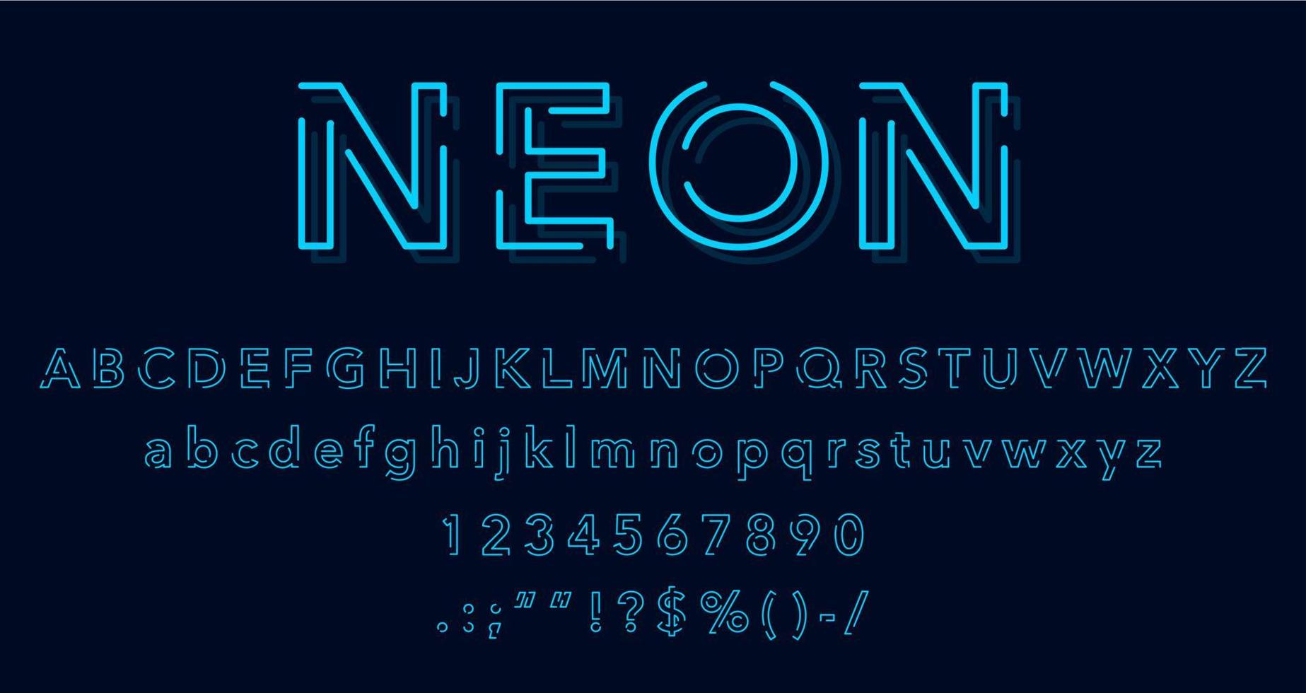 sottile neon font genere, splendore carattere tipografico lettere, segni vettore