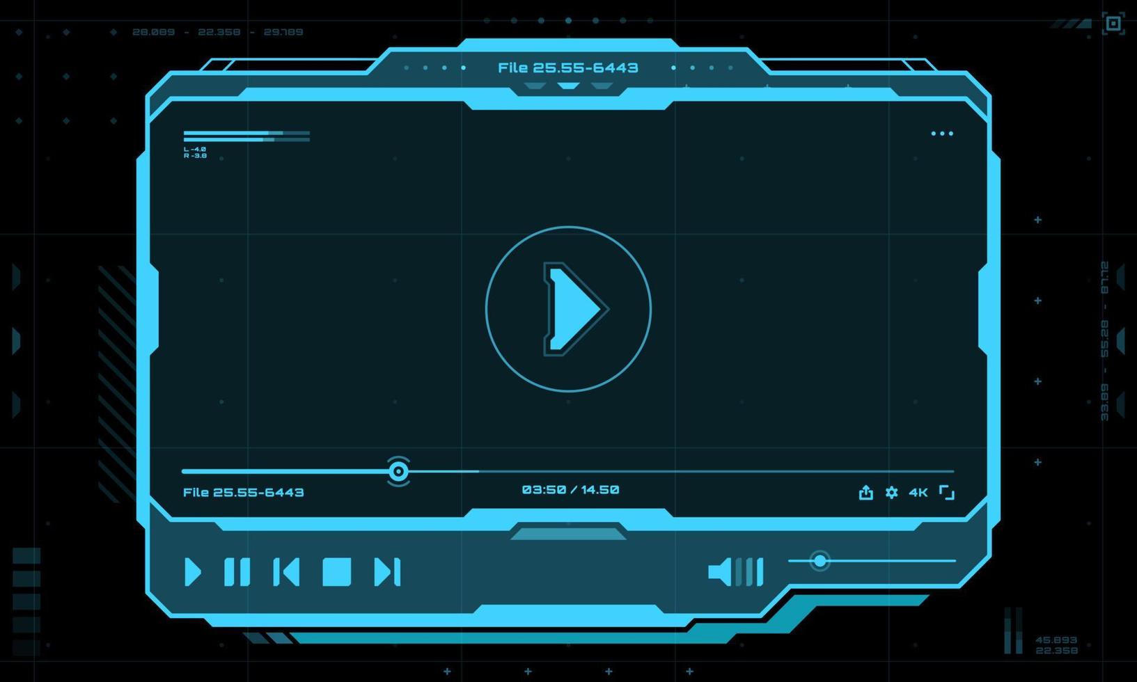 hud video e suono giocatore schermo interfaccia vettore