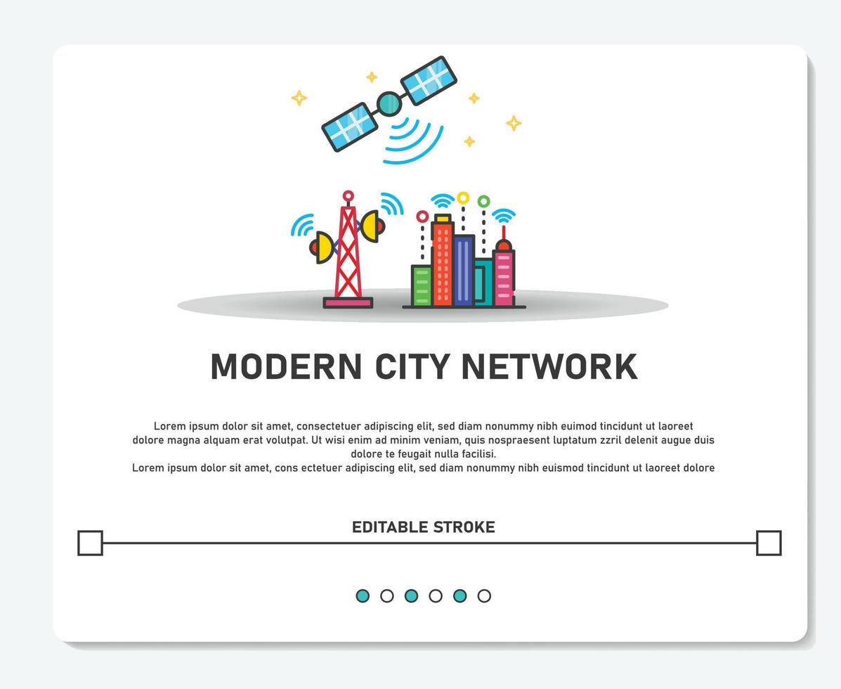 moderno città Rete con satelite logo semplice vettore modificabile ictus