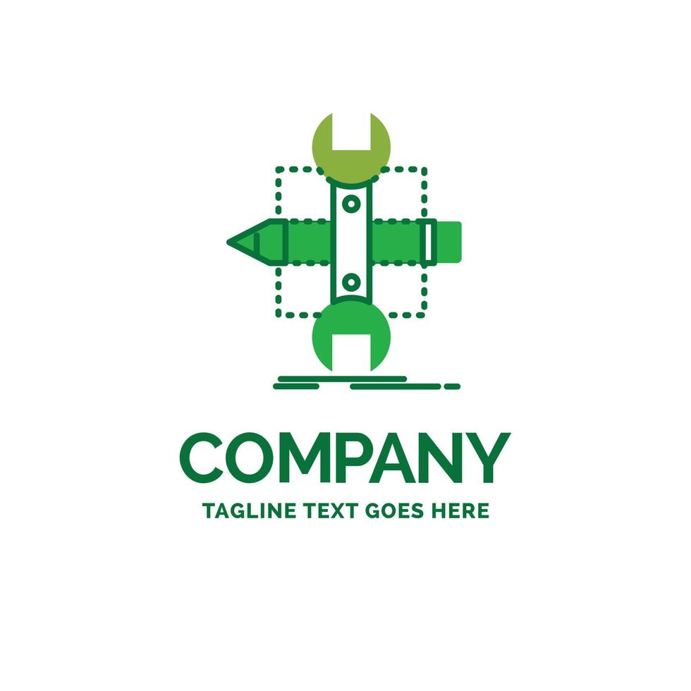 costruire. design. sviluppare. schizzo. utensili piatto attività commerciale logo modello. creativo verde marca nome design. vettore