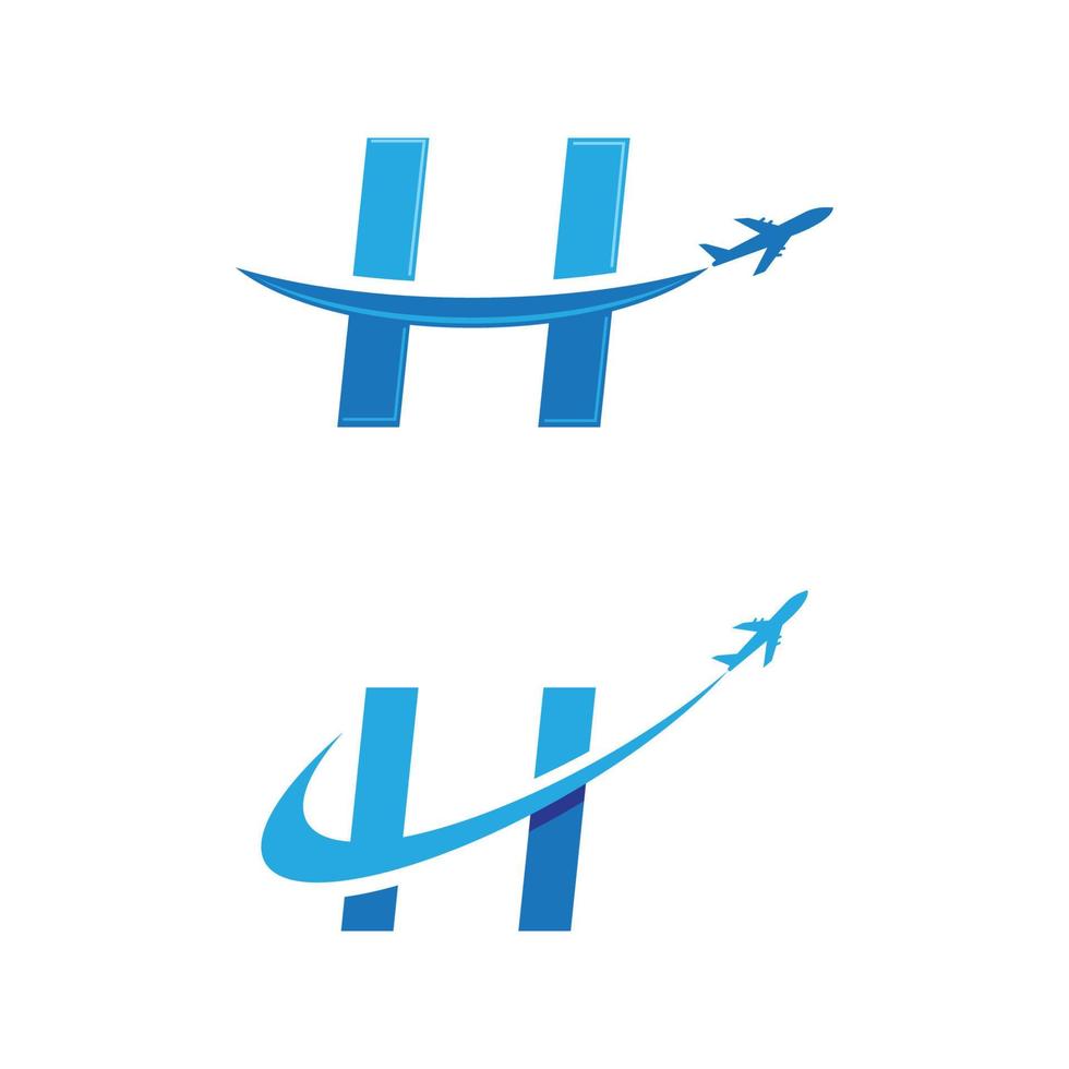 h lettera con aereo icona vettore illustrazione design