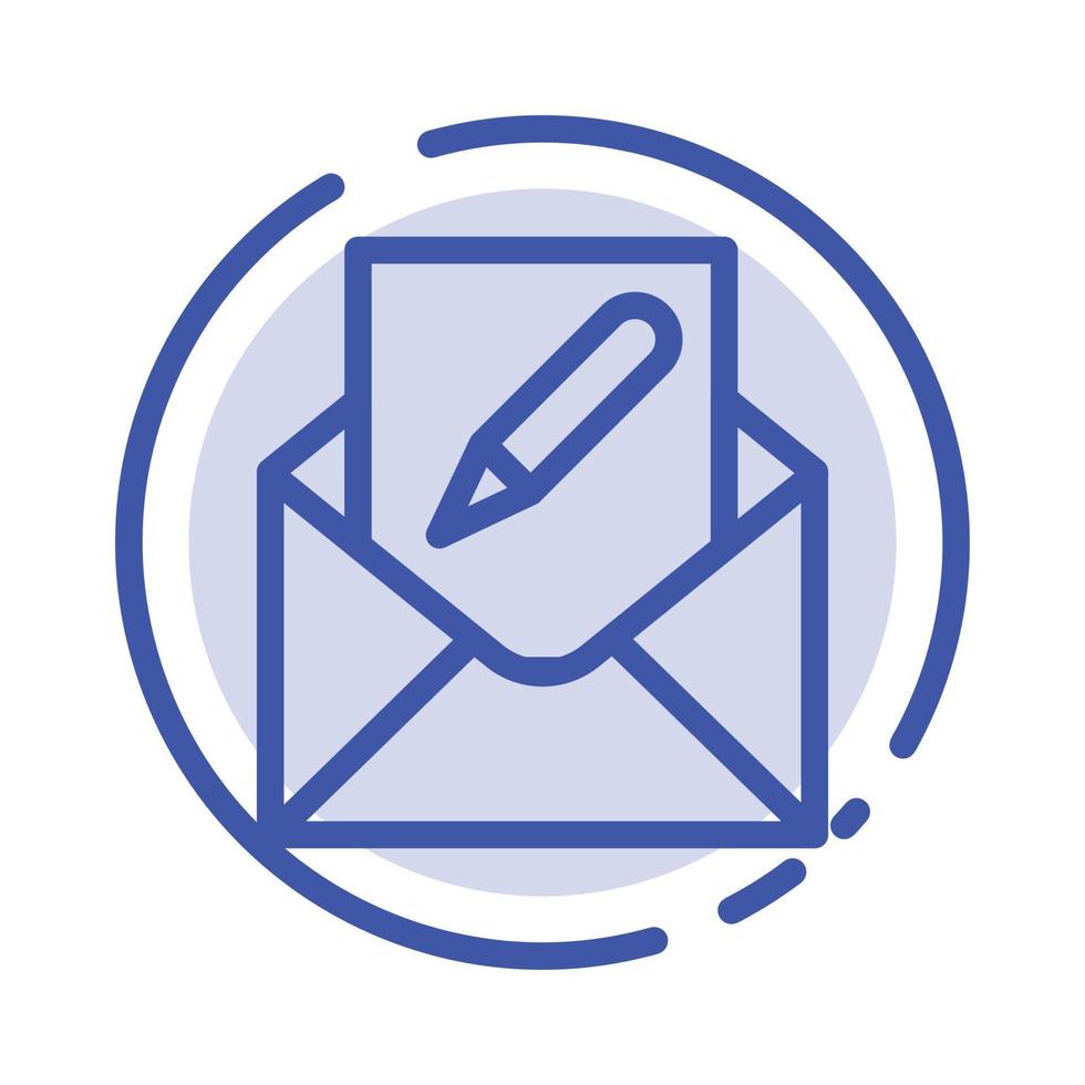 comporre modificare e-mail Busta posta blu tratteggiata linea linea icona vettore