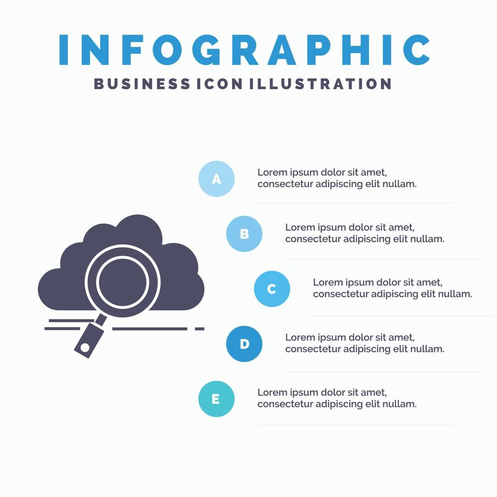 nube. ricerca. Conservazione. tecnologia. calcolo infografica modello per sito web e presentazione. glifo grigio icona con blu Infografica stile vettore illustrazione.