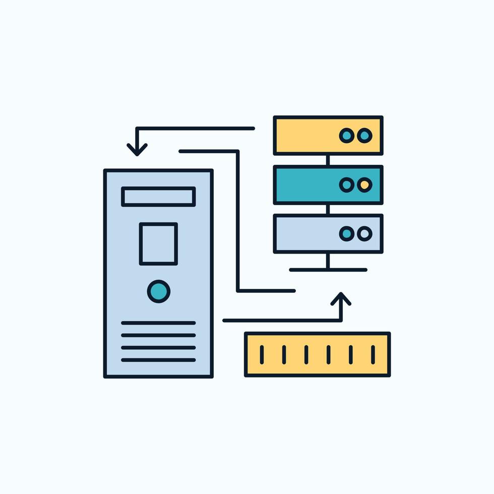 combinazione. dati. Banca dati. elettronico. informazione piatto icona. verde e giallo cartello e simboli per sito web e mobile applicazione. vettore illustrazione