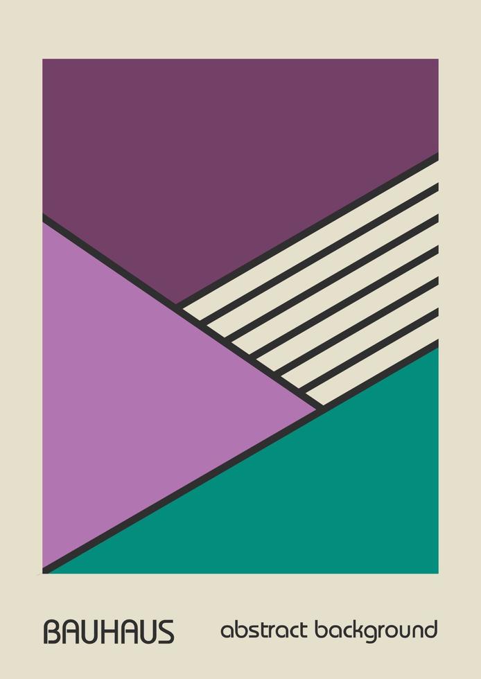 poster di design geometrico vintage minimale anni '20, arte della parete, modello, layout con elementi di forme primitive. sfondo del modello retrò bauhaus, cerchio astratto vettoriale, triangolo e linea quadrata arte. vettore