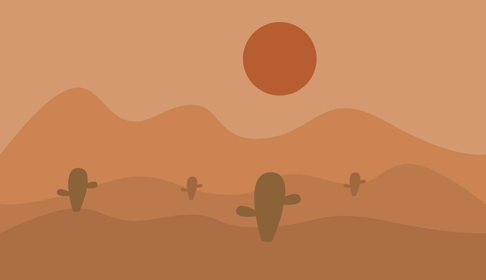 astratto deserto sfondo con sole e cactus vettore