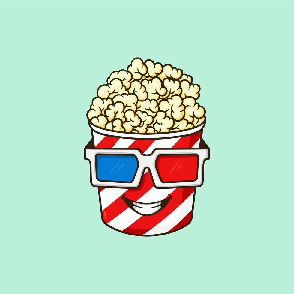 Popcorn portafortuna cartone animato illustrazione orologio 3d film vettore