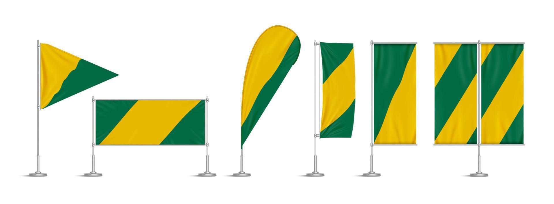 verde e giallo vinile bandiere e banner su polo vettore