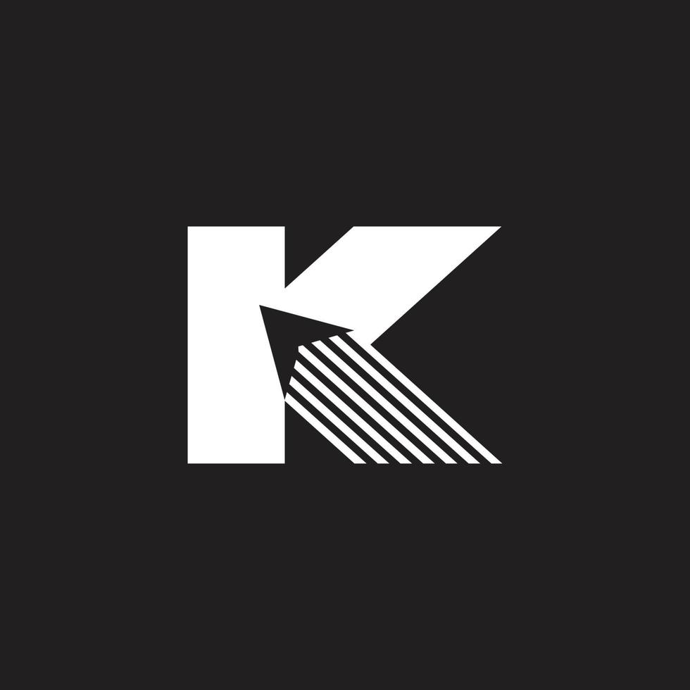 lettera K swoosh freccia movimento movimento logo vettore