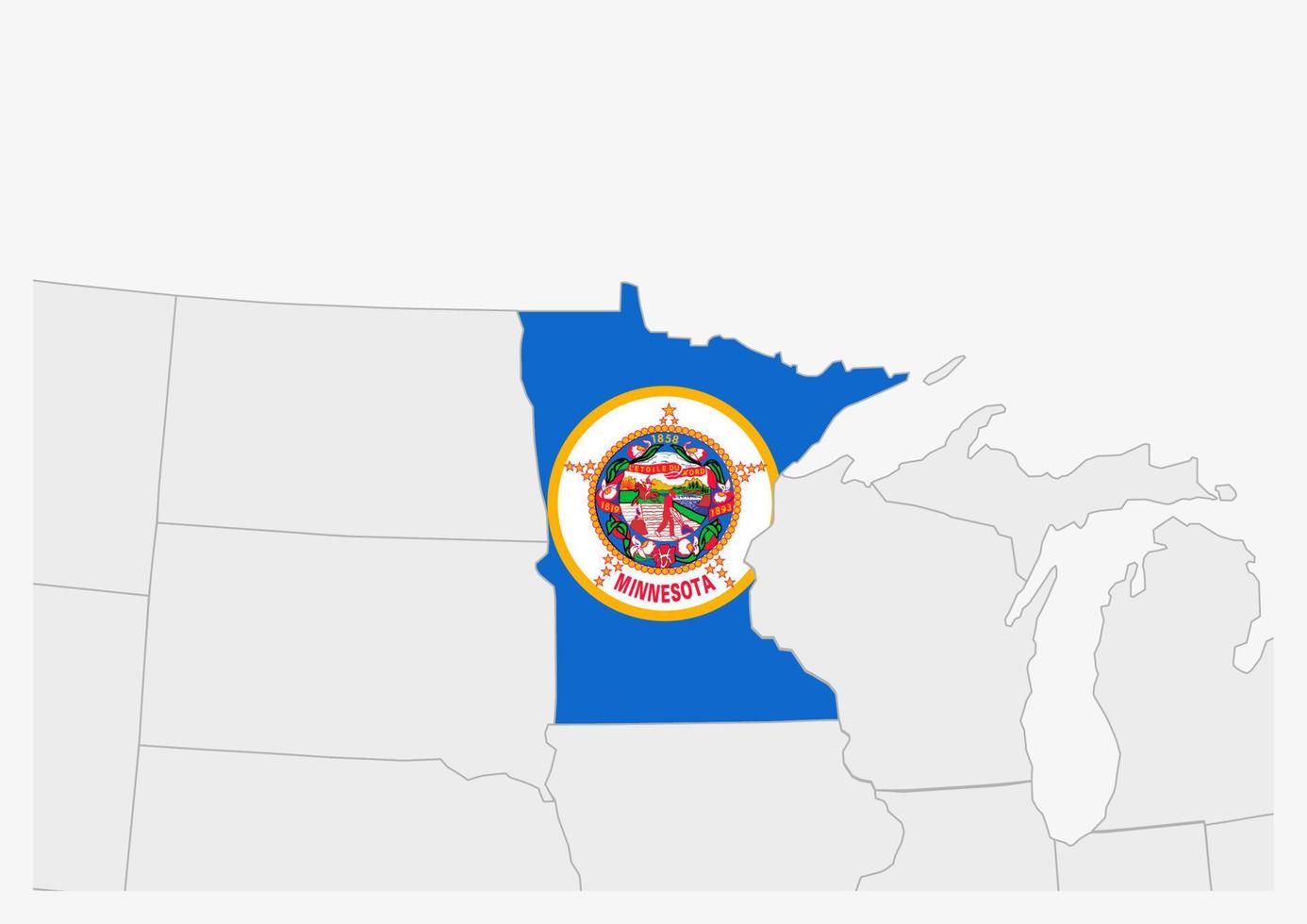 noi stato Minnesota carta geografica evidenziato nel Minnesota bandiera colori vettore