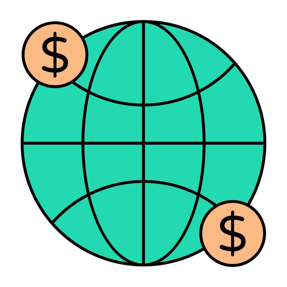 un modificabile design icona di globale i soldi vettore