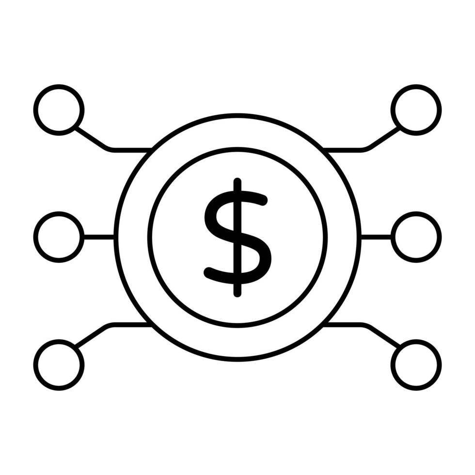 un'icona di design modificabile della rete monetaria vettore