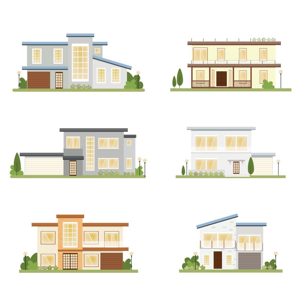 collezione di casa in stile moderno su sfondo bianco isolato eps10 illustrazione vettoriale