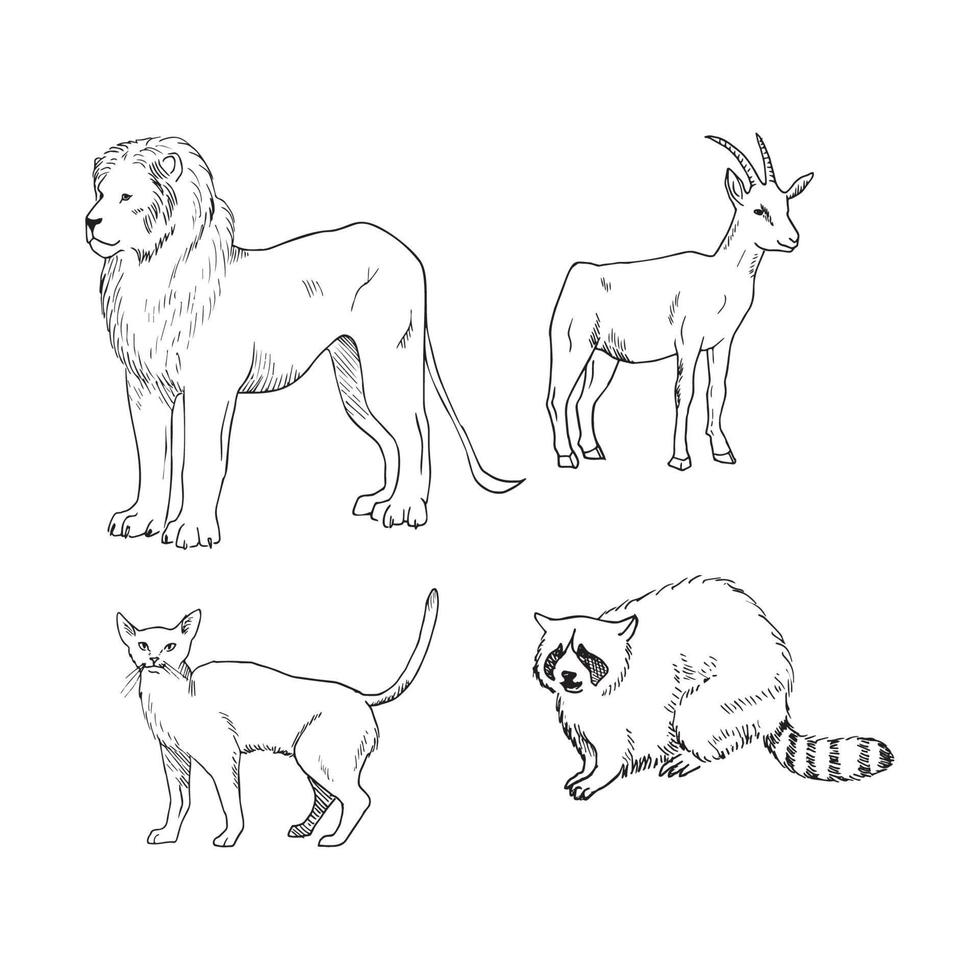 illustrazioni di animali in stile inchiostro artistico vettore