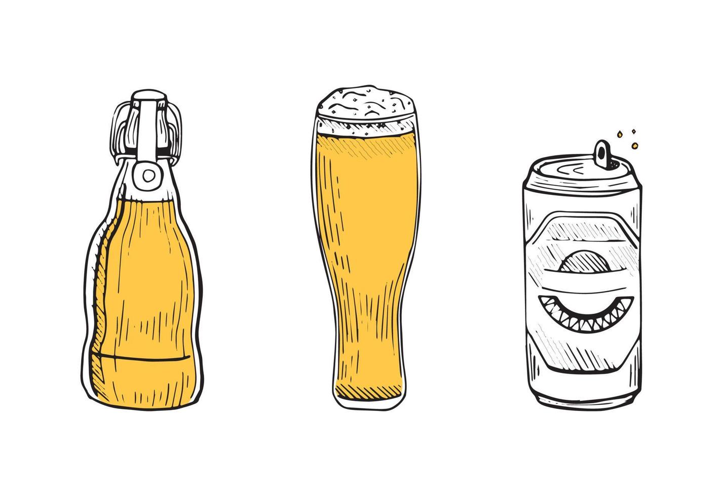 illustrazioni di birra in stile inchiostro artistico vettore