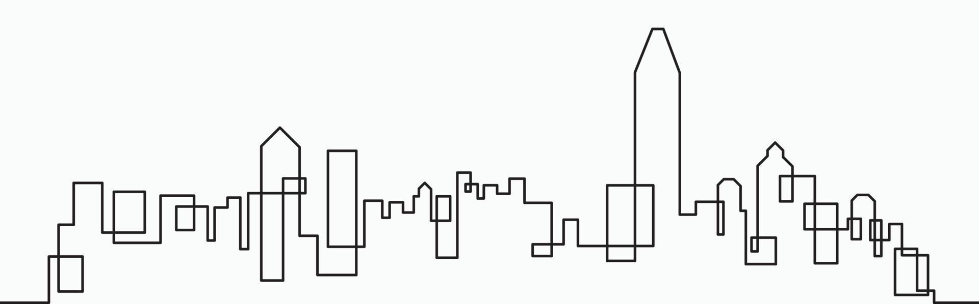 moderno città orizzonte continuo schema disegno su bianca sfondo. vettore