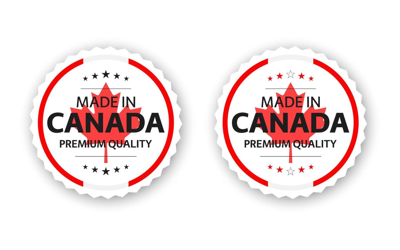 impostato di Due canadese etichette. fatto nel Canada. premio qualità adesivi e simboli con stelle. semplice vettore illustrazione isolato su bianca sfondo