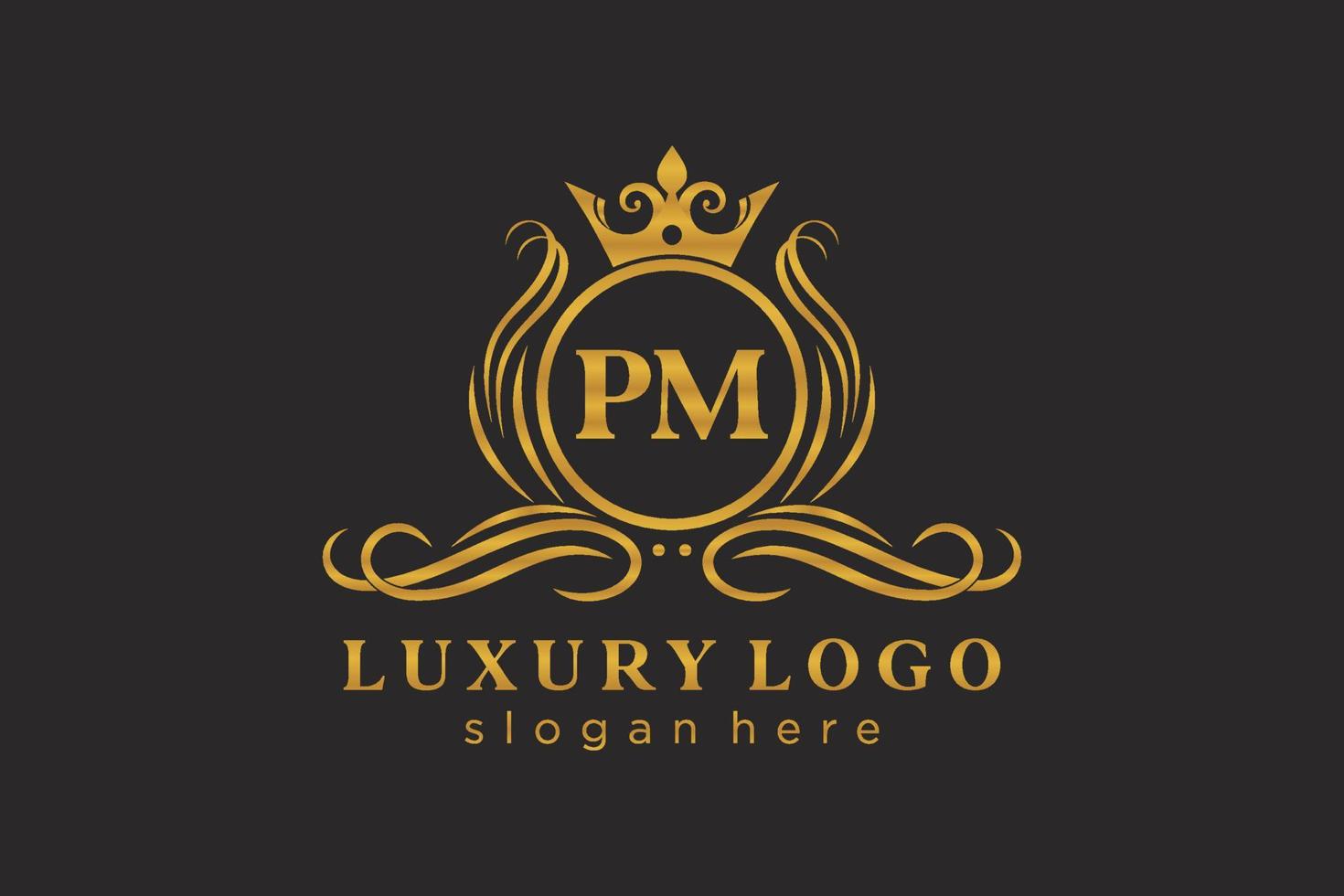iniziale pm lettera reale lusso logo modello nel vettore arte per ristorante, regalità, boutique, bar, Hotel, araldico, gioielleria, moda e altro vettore illustrazione.