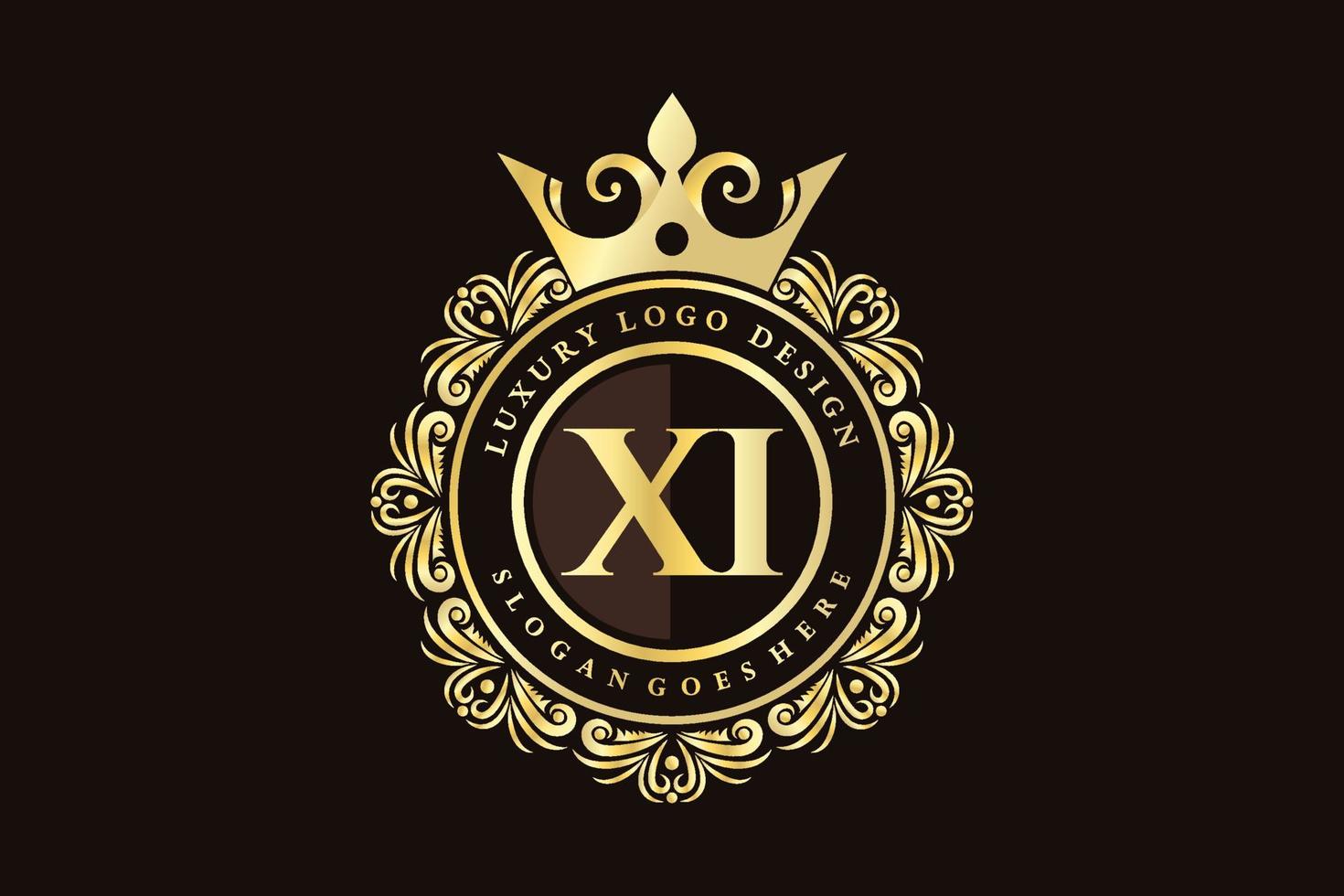 xi iniziale lettera oro calligrafico femminile floreale mano disegnato araldico monogramma antico Vintage ▾ stile lusso logo design premio vettore