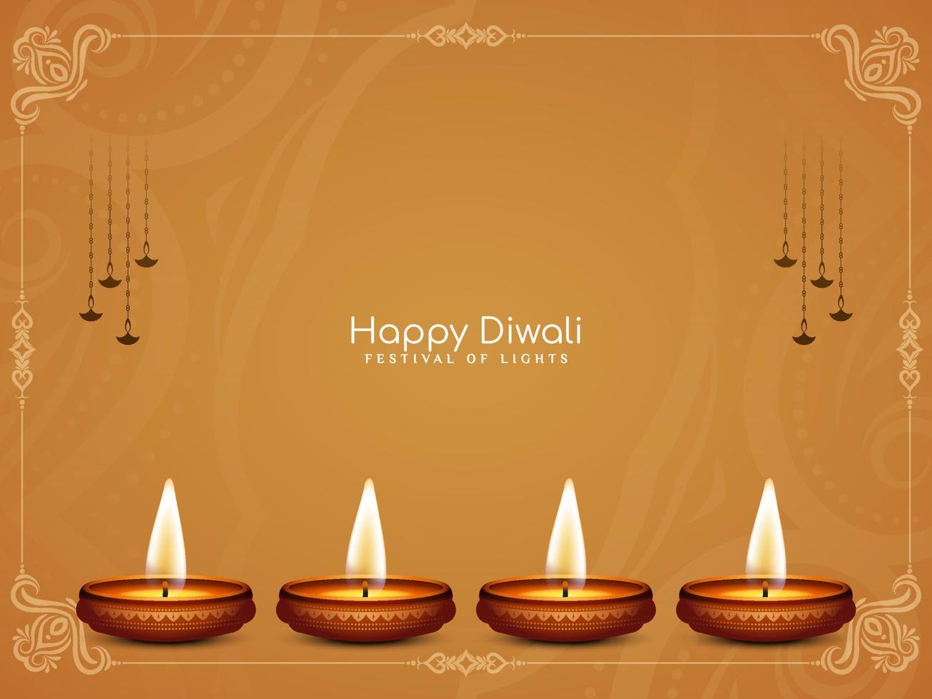 bellissimo contento Diwali Festival saluto sfondo con diya vettore