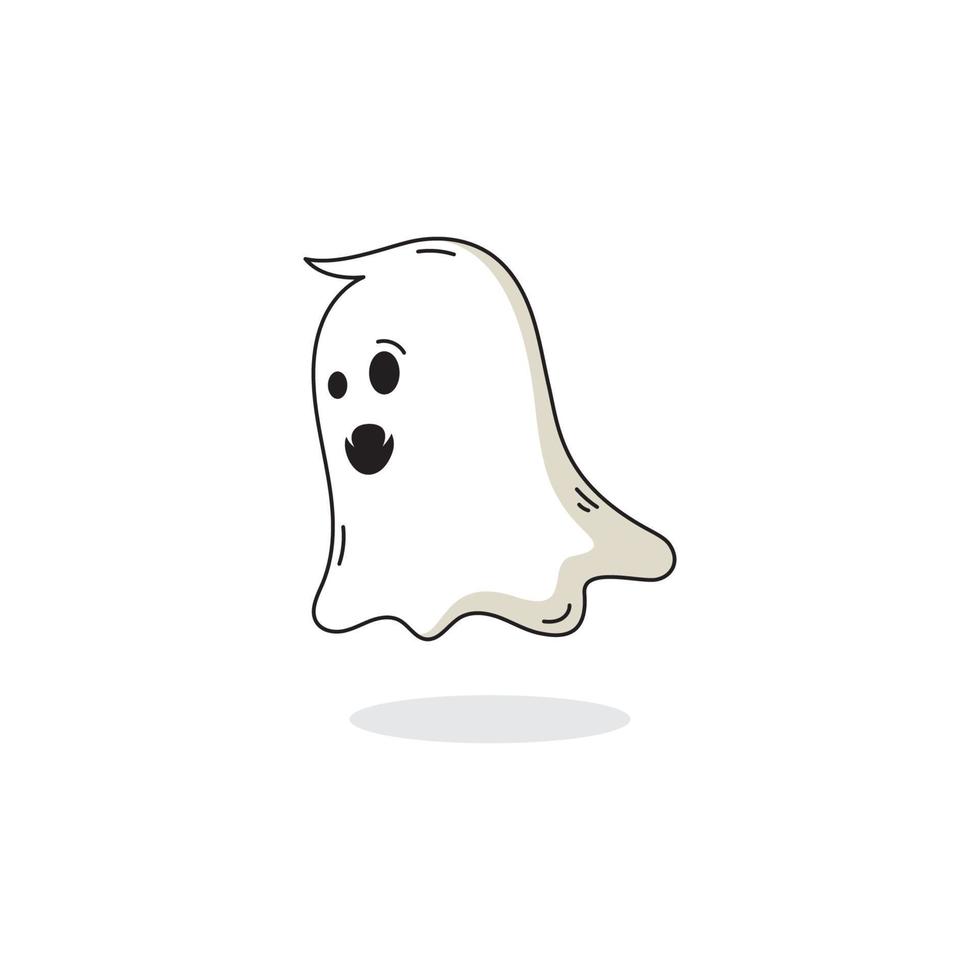 illustrazione del disegno dell'icona di vettore del fantasma carino