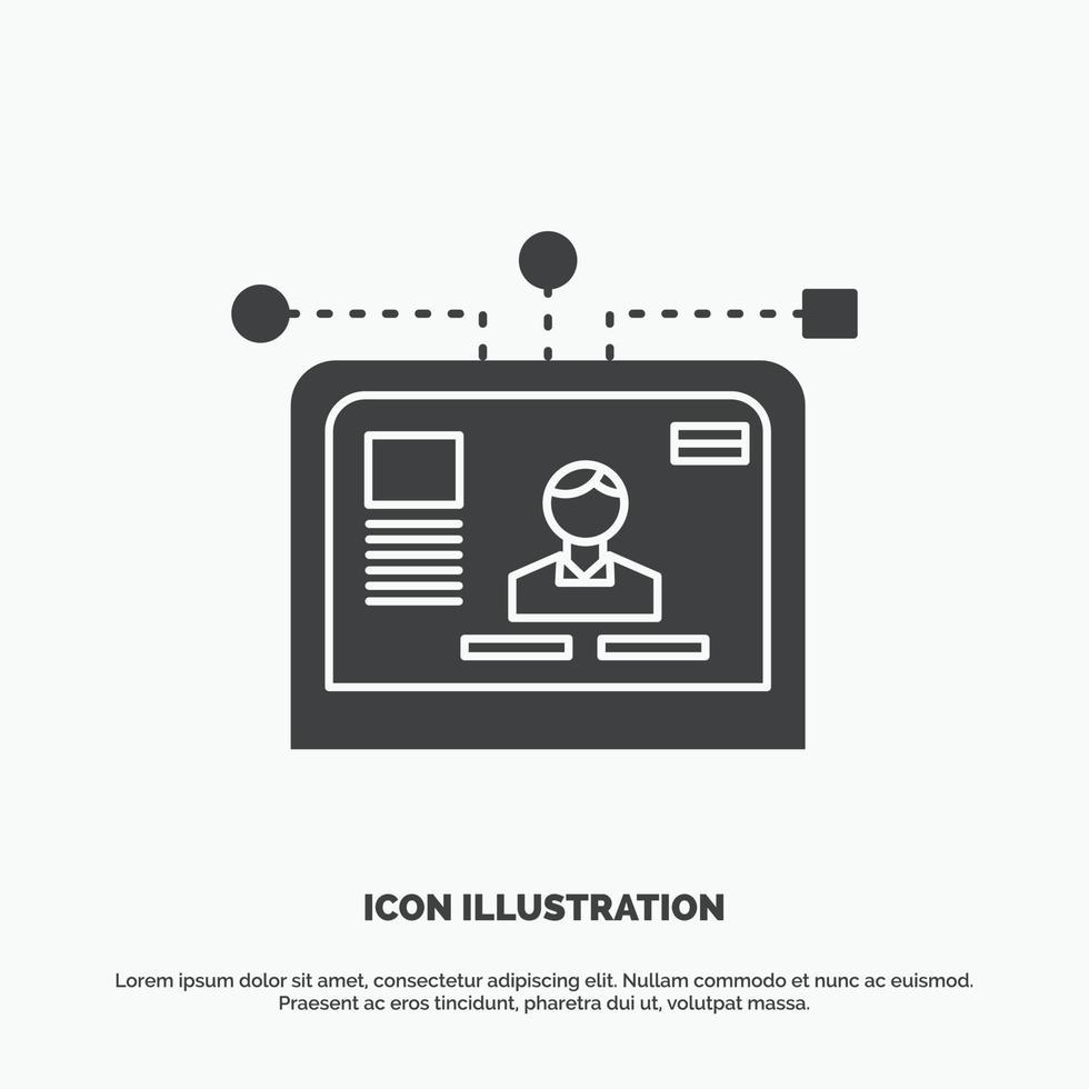 interfaccia. sito web. utente. disposizione. design icona. glifo vettore grigio simbolo per ui e ux. sito web o mobile applicazione