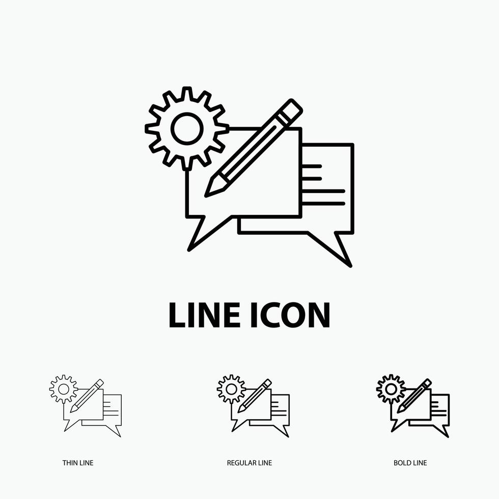 Chiacchierare. comunicazione. discussione. ambientazione. Messaggio icona nel sottile. regolare e grassetto linea stile. vettore illustrazione