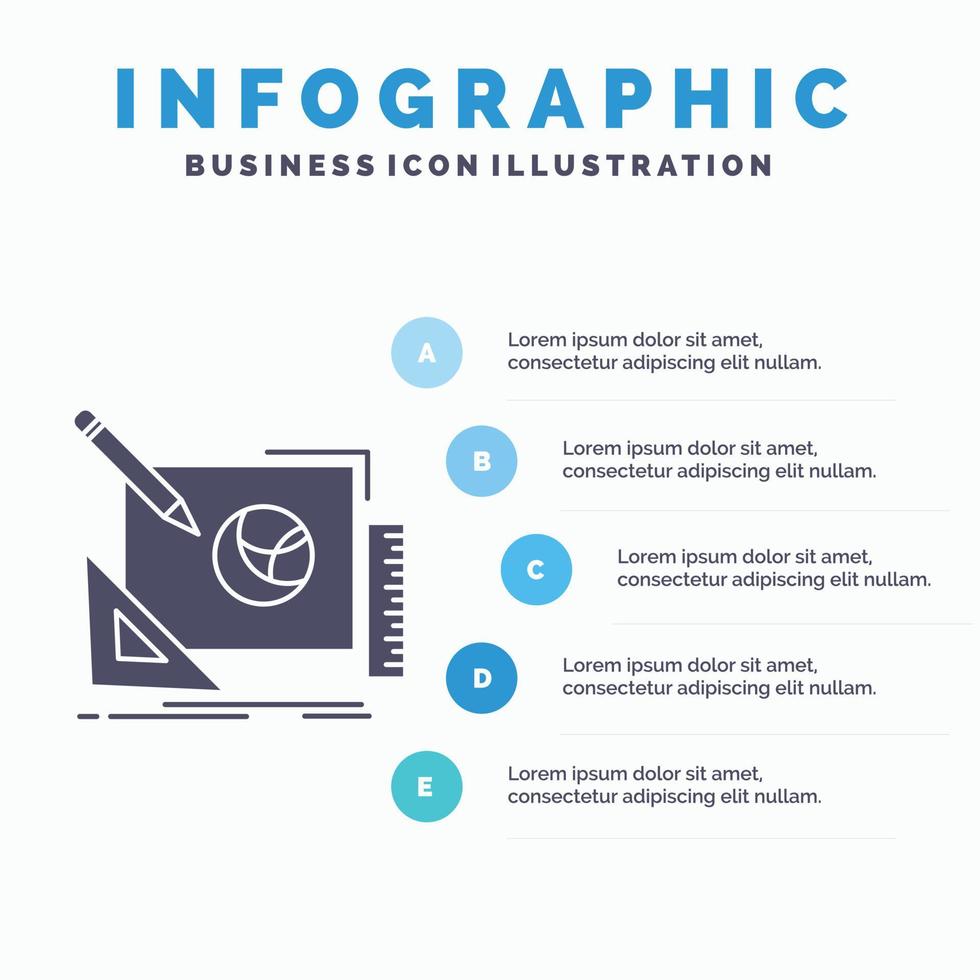 logo. design. creativo. idea. design processi infografica modello per sito web e presentazione. glifo grigio icona con blu Infografica stile vettore illustrazione.
