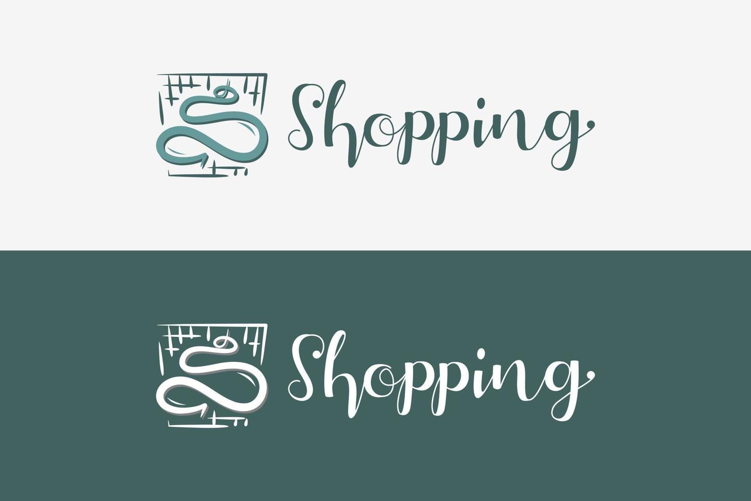 shopping icona e logo design con lettera S combinato con mano disegnato shopping carrello vettore
