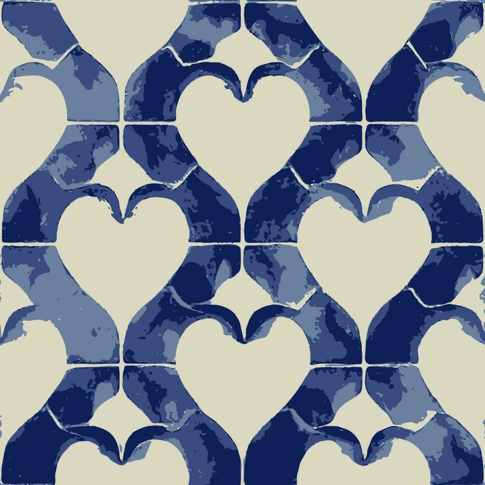 italiano piastrella modello vettore senza soluzione di continuità portoghese azulejo blu e bianca con amore focolare