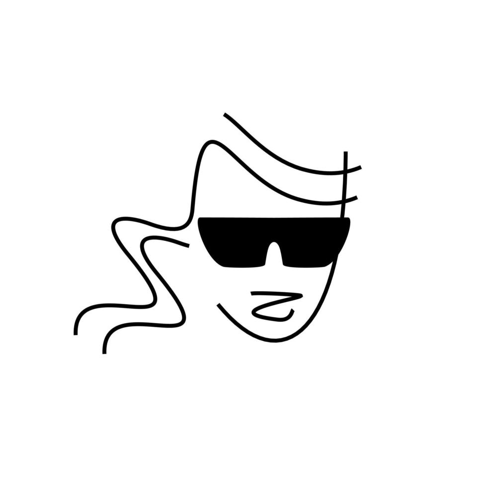 bicchieri ottica viso. moda stile. bicchieri - vettore logo isolato. viso silhouette stilizzato