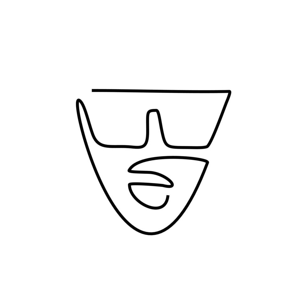 punti uno linea. ottica viso icona. occhio protezione, moda e stile. bicchieri - vettore logo isolato. viso silhouette stilizzato