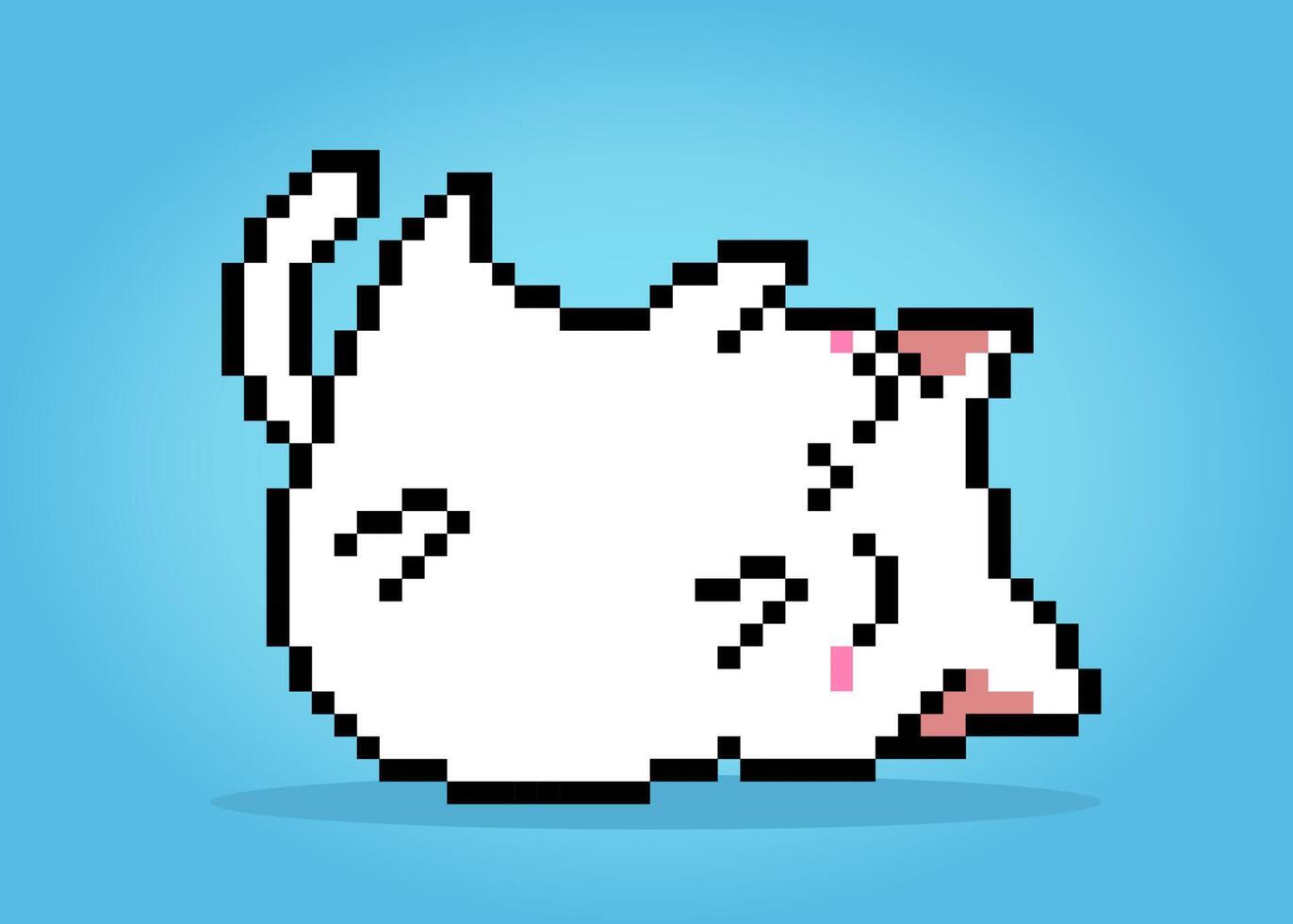 Pixel di gatto a 8 bit. animale in illustrazione vettoriale. vettore