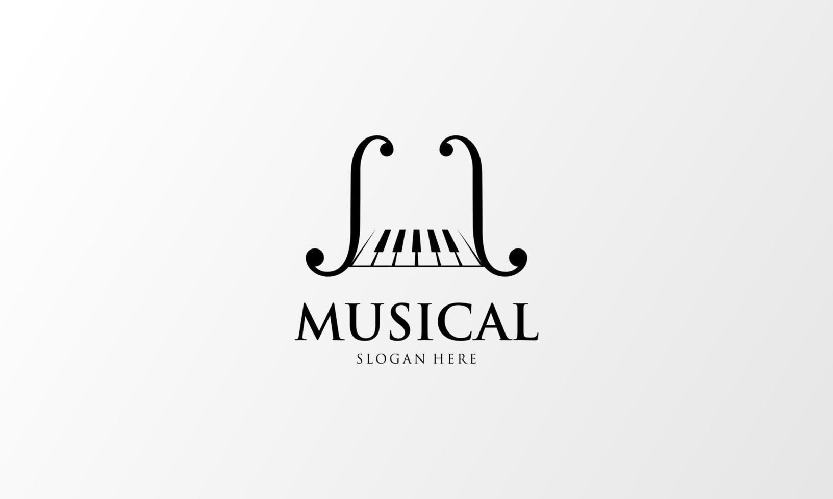 violino a stampa, pianoforte chiave, musicale strumento logo design vettore