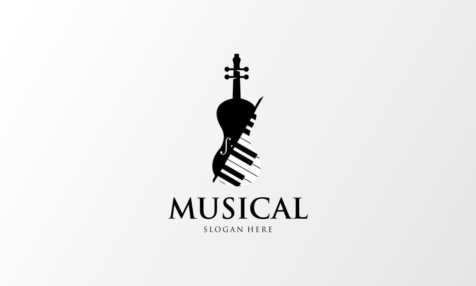 violino a stampa, pianoforte chiave, musicale strumento logo design vettore