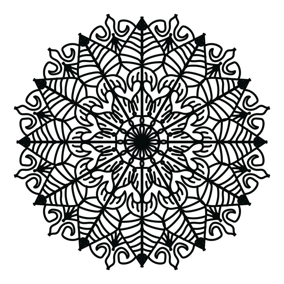 nero mandala, lusso ornamentale mandala design sfondo, mandala disegno, mandala modello colorazione libro arte sfondo disegno, piastrella modello, saluto carta, nero e bianca mandala vettore