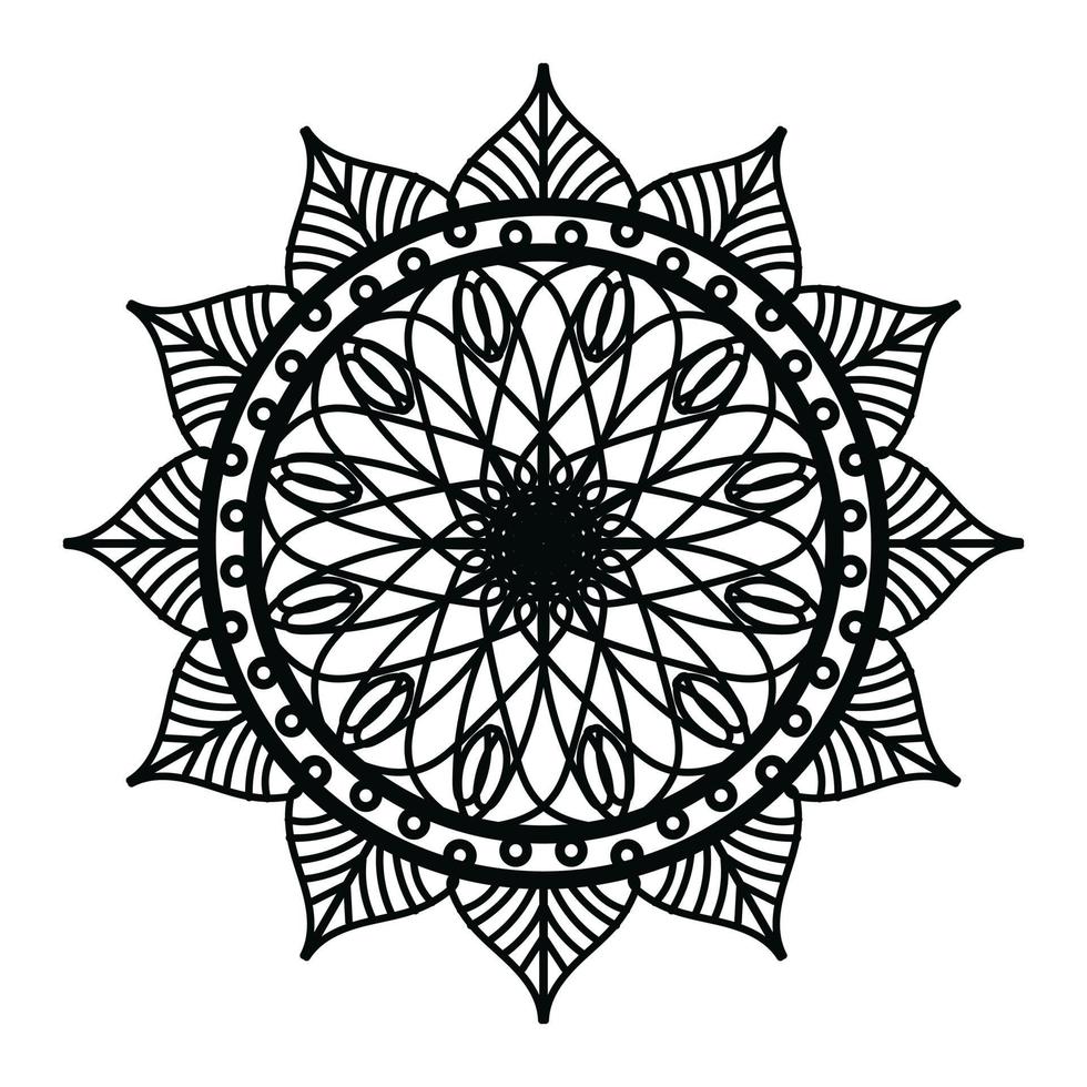 nero mandala, lusso ornamentale mandala design sfondo, mandala disegno, mandala modello colorazione libro arte sfondo disegno, piastrella modello, saluto carta, nero e bianca mandala vettore